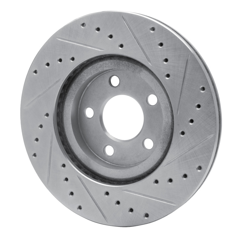 Chrysler PT Cruiser Brake Rotor (1) - Front Left - R1 Concepts - Drilled & Slotted - Silver - `01-`10